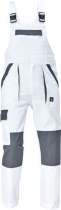 Cerva MAX NEO Kalhoty pracovní s laclem bílá/šedá 44
