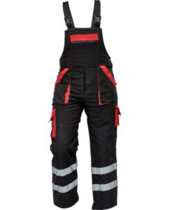 Cerva MAX WINTER RFLX Kalhoty pracovní s laclem zimní černá/červená 50