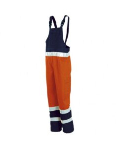 ISSA 8435 Kalhoty pracovní s laclem reflexní oranžová/modrá 3XL