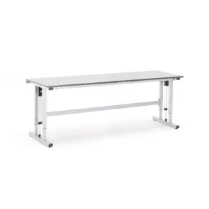 Pracovní stůl Motion, elektrické polohování, 300 kg, 2500×800 mm, HPL, šedá