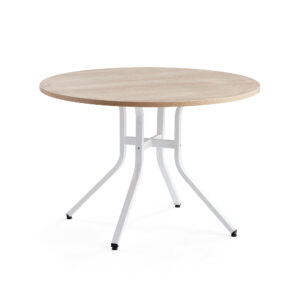 Stůl Various, Ø1100 mm, výška 740 mm, bílá, dub