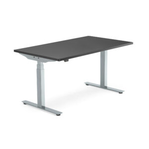 Výškově nastavitelný stůl Modulus, 1400×800 mm, stříbrný rám, černá